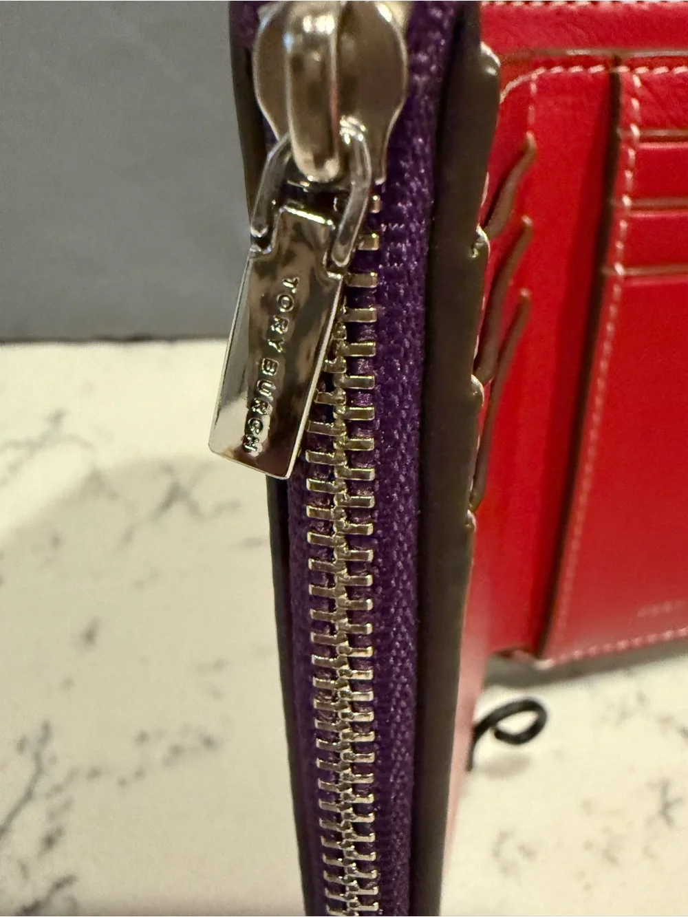 Purple Leather Turnlock Wallet